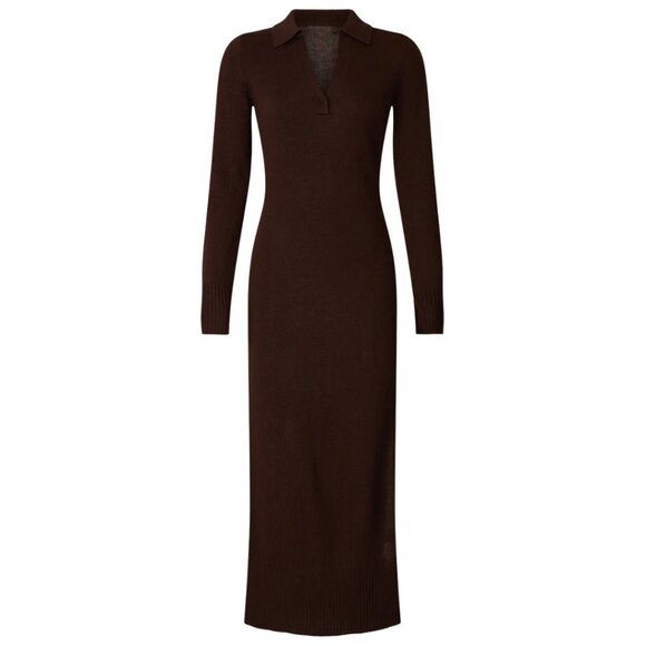 Staud Crown Polo Maxi Dress Wool Blend $275 with Stretch in Brown, Size Small - Picture 3 of 11